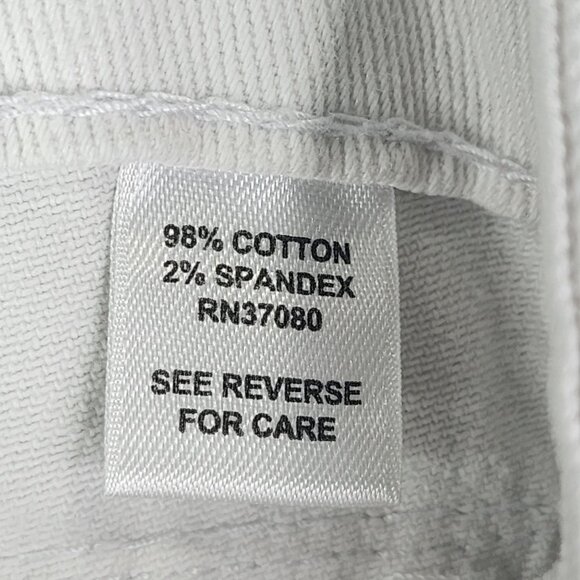 Women's White Cato Distressed Rolled Cuff Jeans Rhinestone Button Mid Rise 4 - Picture 8 of 15